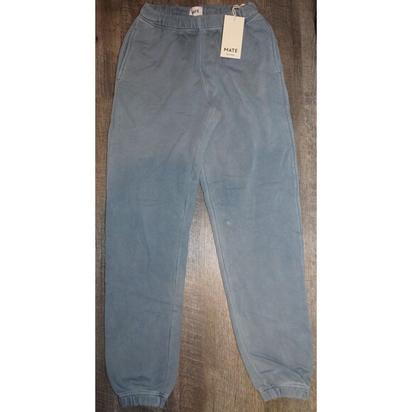 Mate The Label Organic Fleece Relaxed Pocket Jogger Sweatpants LIGHT BLUE XS NWT - Picture 3 of 5